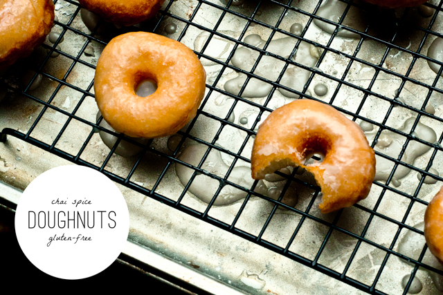 Chai Spice Gluten Free Doughnuts on cooling rack