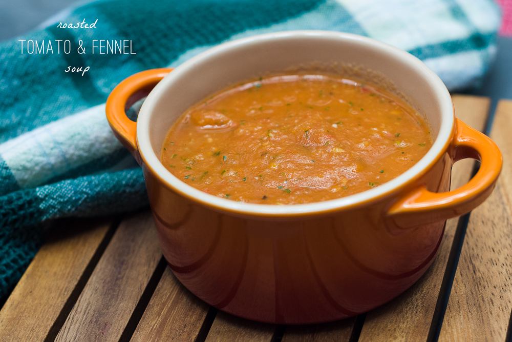 gluten-free, dairy-free, vegan roasted tomato fennel soup