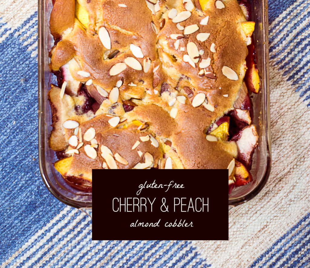 gluten-free peach cobbler with almonds and browned butter from frannycakes.com