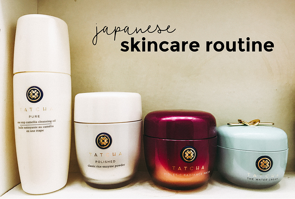 japanese skin care routine with four Tatcha products