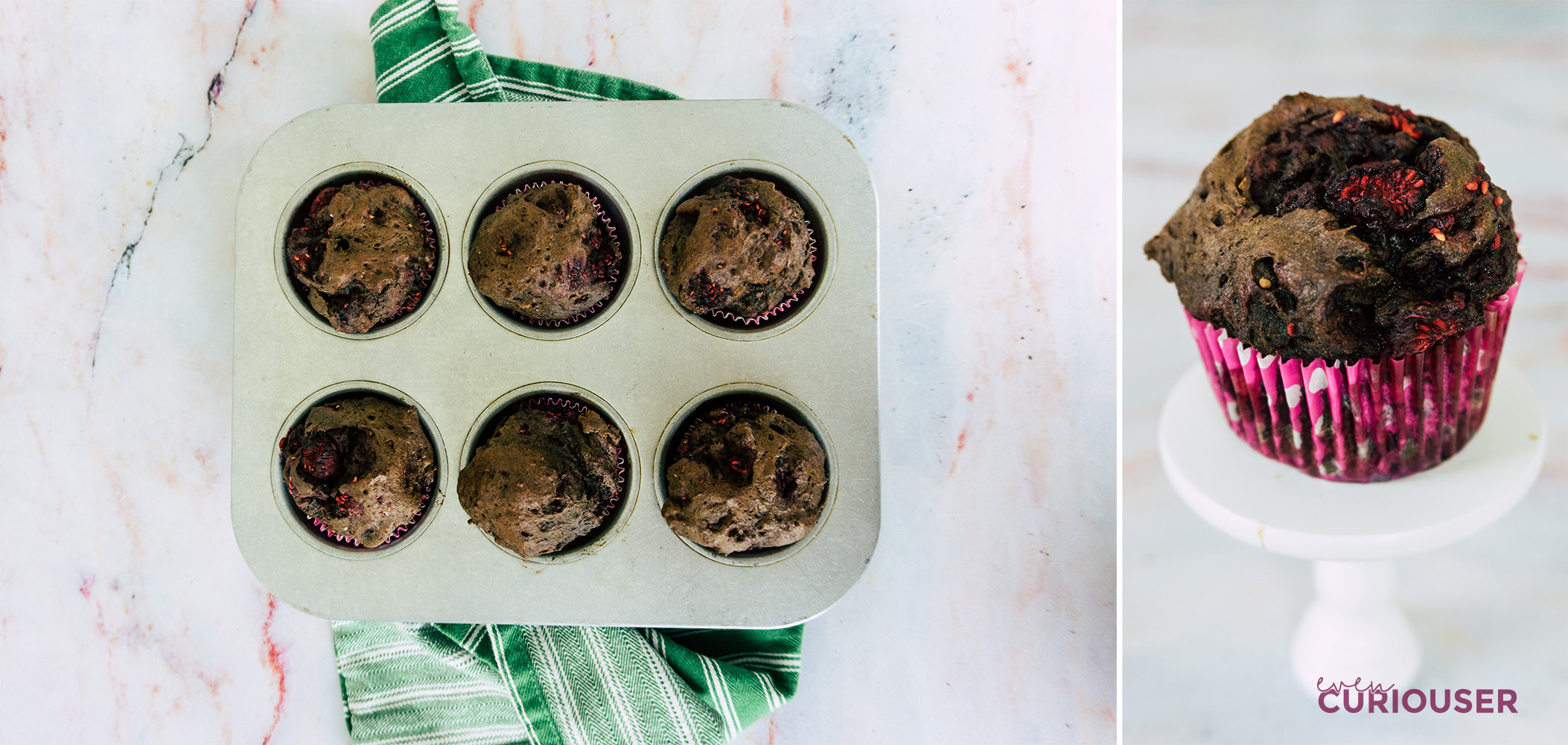 gluten-free chocolate raspberry muffins in a tin